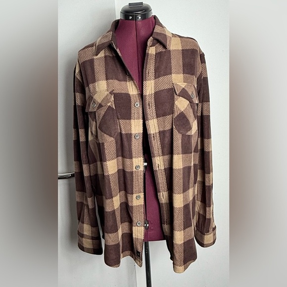 Brown and Tan Plaid Button-Up Shirt - Picture 5 of 7